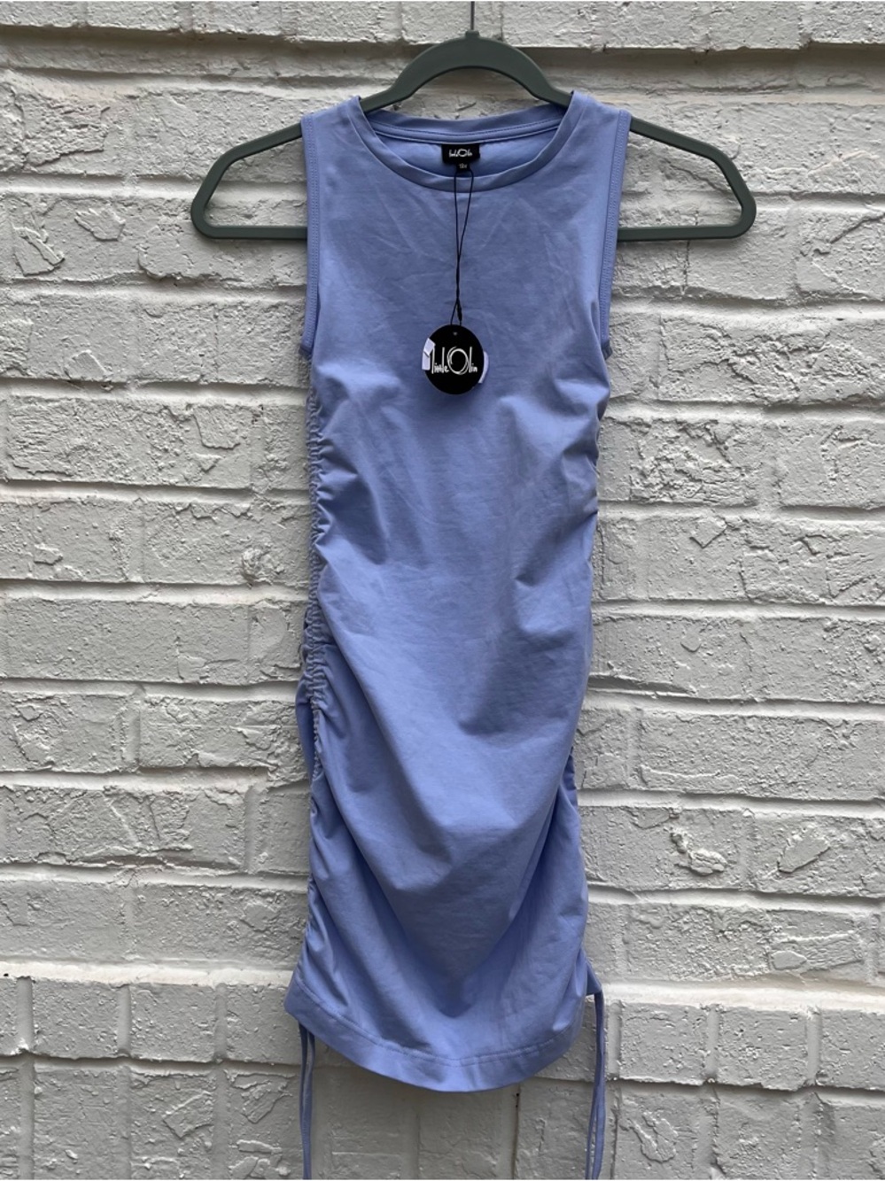 LITTLE OLIN Girls Size 12Y Blue Gathered Jersey Dress NWT Cotton Spandex